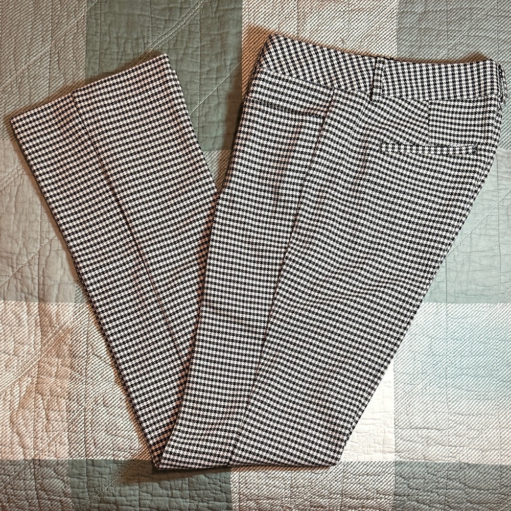 Express Columnist Houndstooth Slim-Fit Dress Pants – Size 2R, Classic B & W